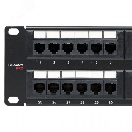 Патч-панель TERACOM PRO 19'Cat.6 2U неэкранированная UTP 48 портов RJ-45 Dual IDC
