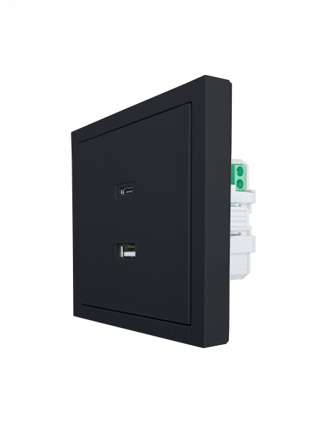 ZIMA Розетка TC+ USB, механизм, черный бархат Lezard 704-4288-192TC