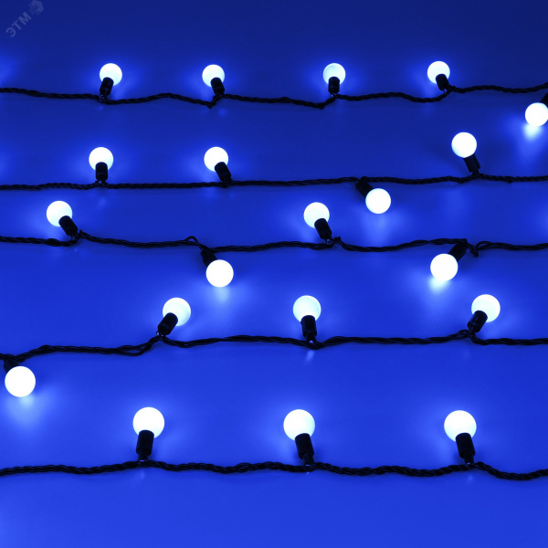 Гирлянда светодиодная декоративная ARD-BALL-CLASSIC-D23-10000-BLACK-80LED BLUE 230V, 3.5W ARDCL, IP65