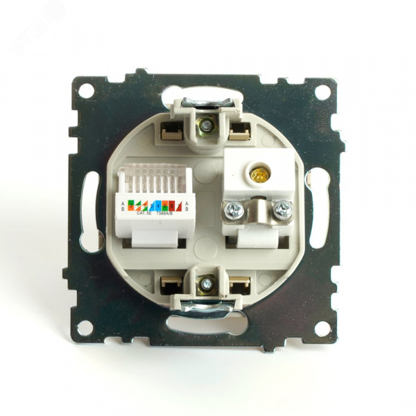 Розетка TV + компьютерная RJ-45 (механизм) серия Катрин золото STEKKER