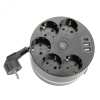 Удлинитель 5-местный с/з 3x1мм2 2.5м 250В 16А 2USB A + C 5V 3.1A Comfort черный