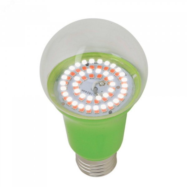 Лампа светодиодная для растений. LED-A60-15W/SPSB/E27/CL PLP30GR Форма A, прозрачная. Спектр для рассады и цветения. Картон. ТМ