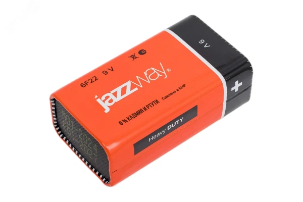 Элемент питания 6F22 (крона) солевой JAZZway Heavy Duty