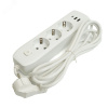 Удлинитель 3-местный c/з 3x1 мм2 3 м 250В 10А 2USB+1Type-C 2.4А Home белый
