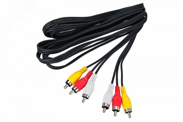 Шнур 3 RCA - 3 RCA, 3 м., черный