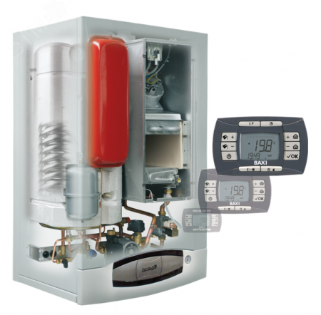 Котел газовый NUVOLA3 COMFORT 280i настенный 28 кВт двухконтурный с открытой камерой сгорания, с встроенным бойлером из нержавеющей стали емкостью 60 л, с выносной панелью управления