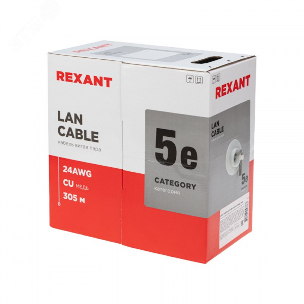 Витая пара U/UTP CAT 5e 4х2х0.48мм LSZH нг(А)-HF 24AWG IN серый LIGHT