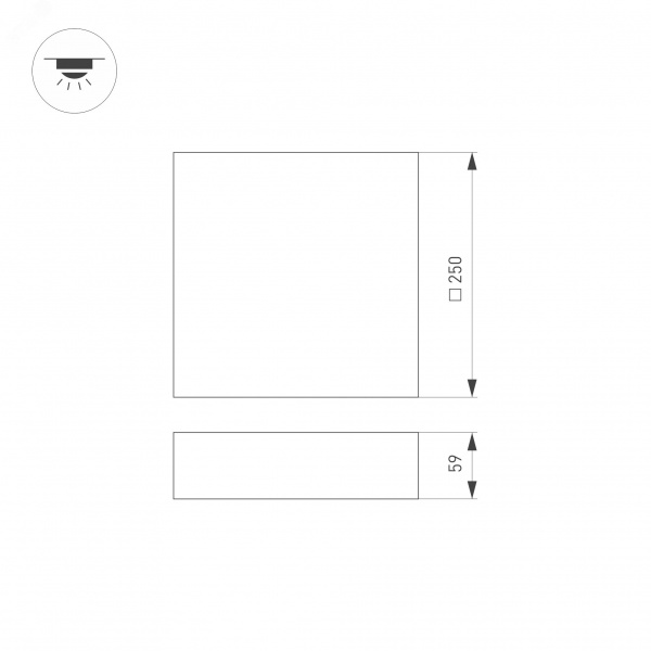 Светильник IM-QUADRO-EMERGENCY-3H-S250x250-28W Warm3000 BK, 120 deg, 230V, IP40 металл, 2 года