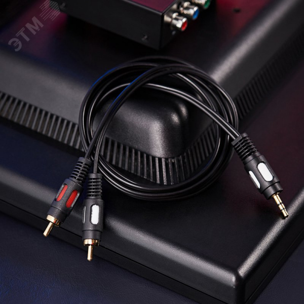 Аудио кабель 3.5 мм - 2 RCA, 1.5 м, GOLD