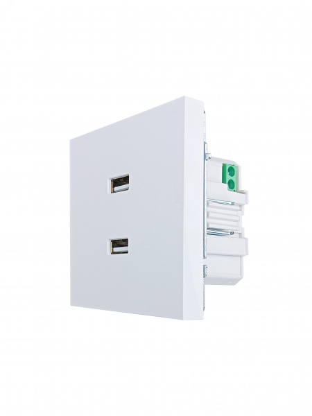 ZIMA Розетка 2-ая USB, механизм, белая Lezard 704-0288-192