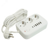 Удлинитель 3-местный c/з 3x1 мм2 3 м 250В 10А 4USB+2Type-C 2.4А Home белый