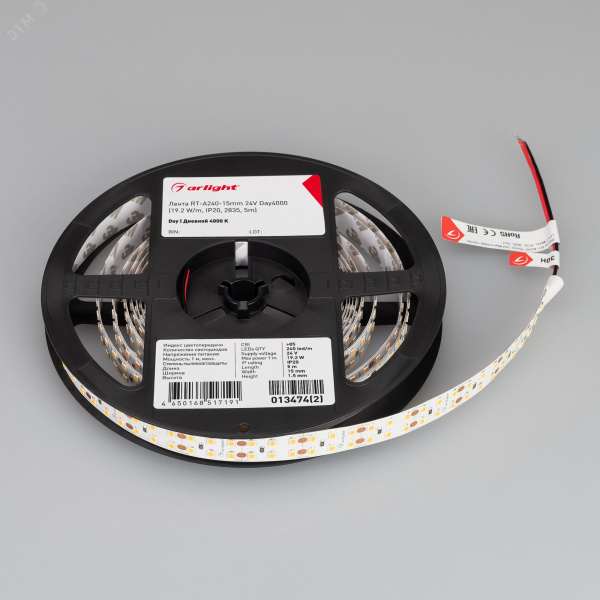 Лента светодиодная 19,2 Вт/м 24В IP20 4000K 240LED/м RT/RTW-A240-15mm SMD 2835 5 м