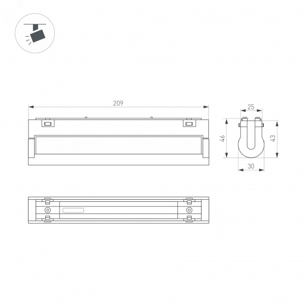 Светильник MAG-VIBE-LASER-TURN-L209-12W Day4000-MIX (BK, 24 deg, 48V, TUYA Zigbee) (IP20 Металл, 5 лет)