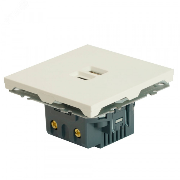 Розетка 2-местная USB + Type C (механизм), 250В, 20W, серия Эмили, белый фарфор, soft touch