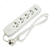 Удлинитель 4-местный c/з 3x1 мм2 1.8 м 250В 10А 2USB+1Type-C 2.4А Home белый