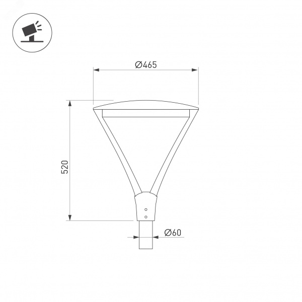 Светильник ALT-OSARIS-50W Warm3000 (BK, 145х60 deg, 230V) (ARL, IP65 Металл, 5 лет)
