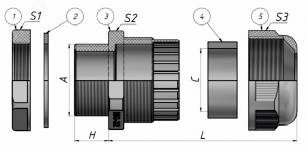 Сальник MG  20 пластик (6-12мм) IP68 ФИОЛЕТ ГОФРОМАТИК