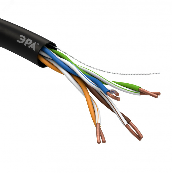 Кабель витая пара U/UTP 4x2x24AWG Cat5e CU PE наруж. 305м ЭРА SIMPLE UL-4-PE