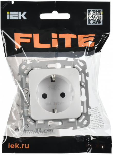 FLITE Розетка с заземлением с защитными шторками безвинтовое крепление 16А РСш11-1-ФлЖ жемчуг IEK