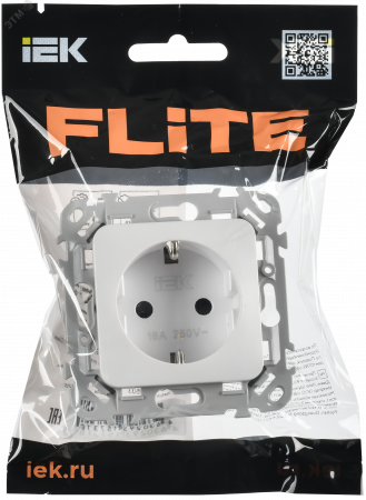 FLITE Розетка с заземлением с защитными шторками безвинтовое крепление 16А РСш11-1-ФлЖ жемчуг IEK