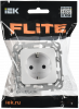 FLITE Розетка с заземлением с защитными шторками безвинтовое крепление 16А РСш11-1-ФлЖ жемчуг IEK