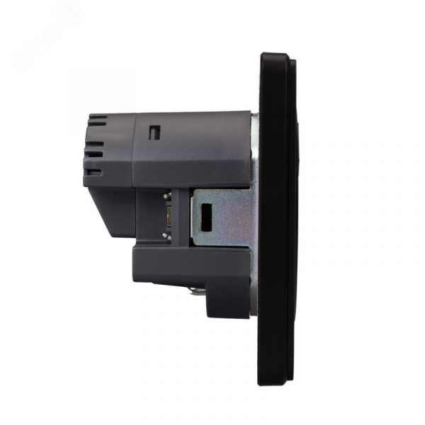 Розетка ROUND одинарная с/з скрытой установки з/ш 16А с USB A+C быстрой зарядки 5В/3А механизм оникс