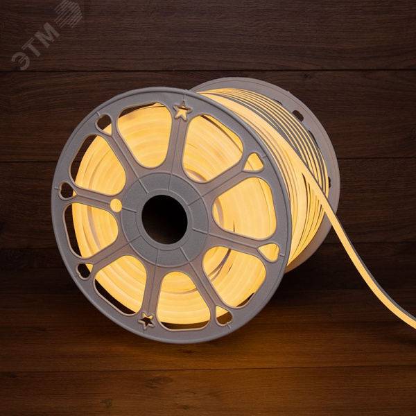 Неон гибкий SMD 8х16 мм 120 LED/м теплый белый односторонний 24 В 50 м