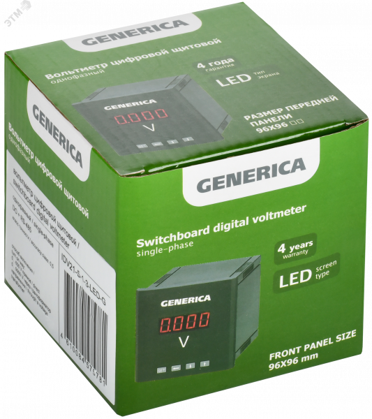 Вольтметр цифровой щитовой однофазный DO RS-485 96х96мм LED GENERICA