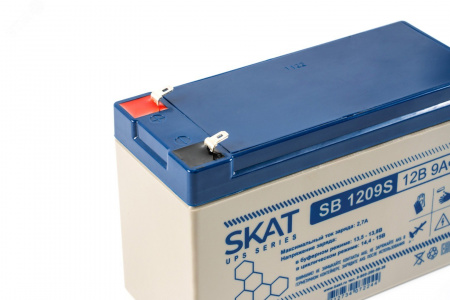 SKAT SB 1209S АКБ свинцово-кислотная тип AGM 12V 9Ач Iзар. 2,6 А, ножевые клеммы