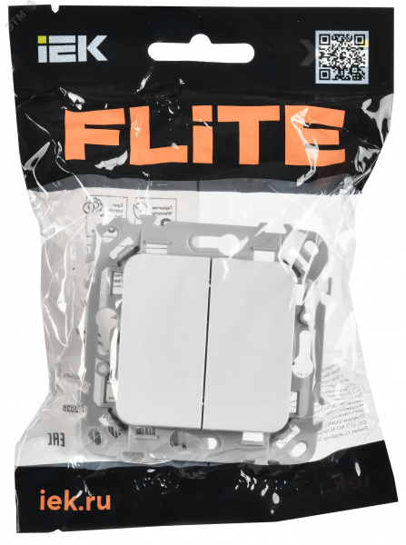 FLITE Выключатель 2-клавишный 10А ВС12-1-0-ФлБ белый IEK