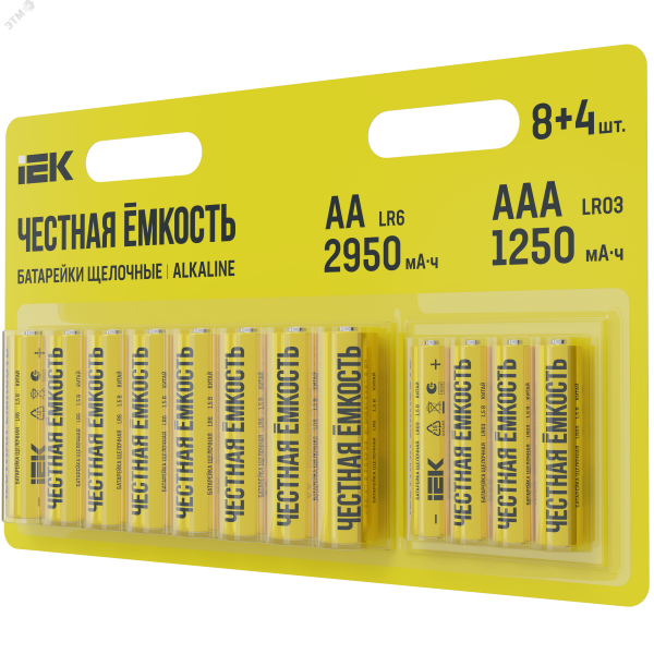 Батарейка щелочная Alkaline LR6/AA+LR03/AAA (8+4шт/блистер)