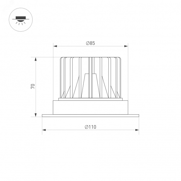 Светильник MS-ATLAS-TRIMLESS-R70-12W Day4000 WH 32deg 230V IP20 металл 5 лет