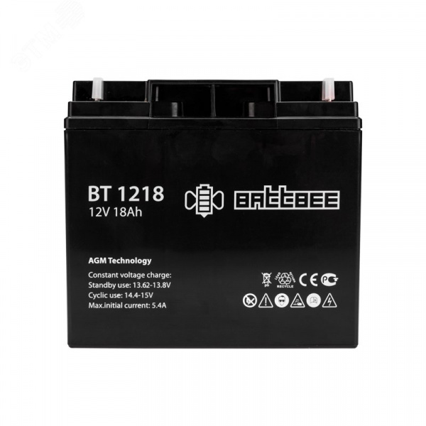Аккумулятор свинцово-кислотный BT 1218, 12В, 18Ач, срок службы 3 года