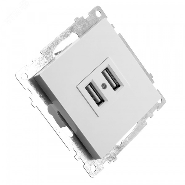 Розетка 2-местная USB (механизм), 250B, 2,4А, серия Катрин, белый Stekker