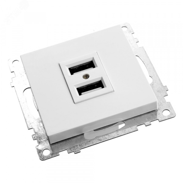 Розетка 2-местная USB (механизм), 250B, 2,4А, серия Катрин, белый Stekker
