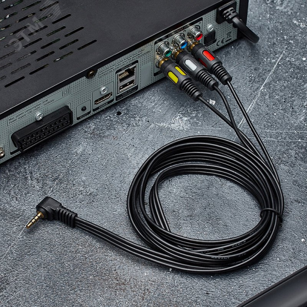 Аудио кабель 3.5 мм 4C - 3 RCA, 1.5 м, GOLD