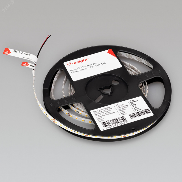 Лента светодиодная 9,6 Вт/м 24В IP20 4000K 120LED/м RT-A120-8mm CRI98 SMD 2835 5 м