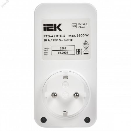 РТЭ-4 Розетка-таймер электронный с USB A+C        15мин-8ч 16А IP20 белый IEK