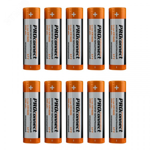 Аккумулятор 18650 unprotected Li-ion 2000 mAH 3.7 В PROconnect