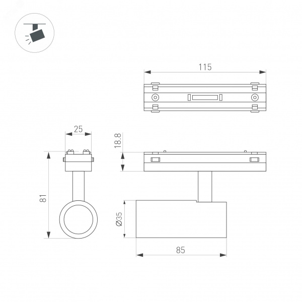Светильник MAG-VIBE-SPOT-R35-8W Day4000-MIX (BK, 24 deg, 48V, TUYA Zigbee) (IP20 Металл, 5 лет)