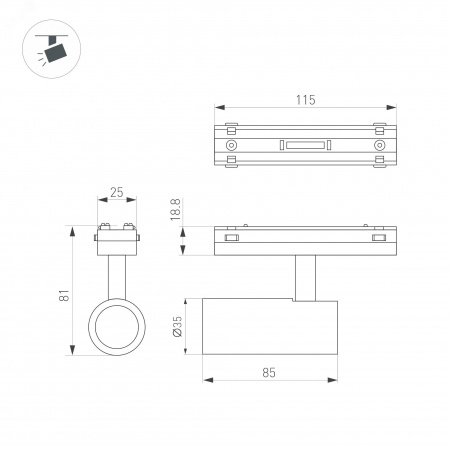 Светильник MAG-VIBE-SPOT-R35-8W Day4000-MIX (BK, 24 deg, 48V, TUYA Zigbee) (IP20 Металл, 5 лет)