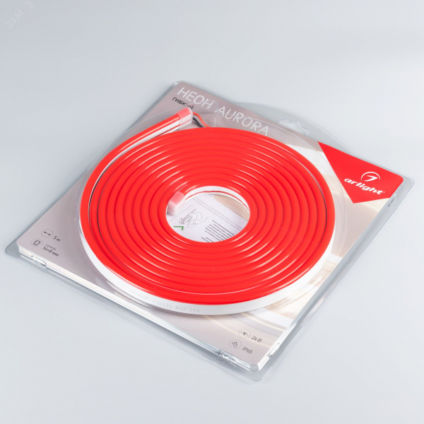Лента герметичная AURORA-PS-A120-16x8mm 24V Red (10 W/m IP65, 2835, 5m)