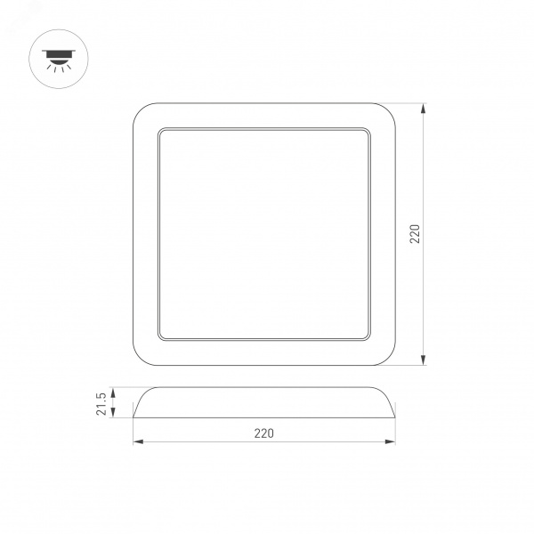Светильник CL-FIOKK-S220x220-18W Day4000-MIX WH, 120 deg, 230V IP44 пластик, 3 года