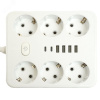 Удлинитель 6-местный c/з 3x1 мм2 1.8м 250В 10А 4USB+2Type-C 2.4А Home plus белый