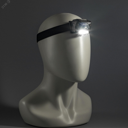 Фонарь налобный аккумуляторный LED регулируемый ремень датчик движения 5 режимов работы 3Вт+3Вт 1200 мАч 140Лм IP44 56208 9 Ritter
