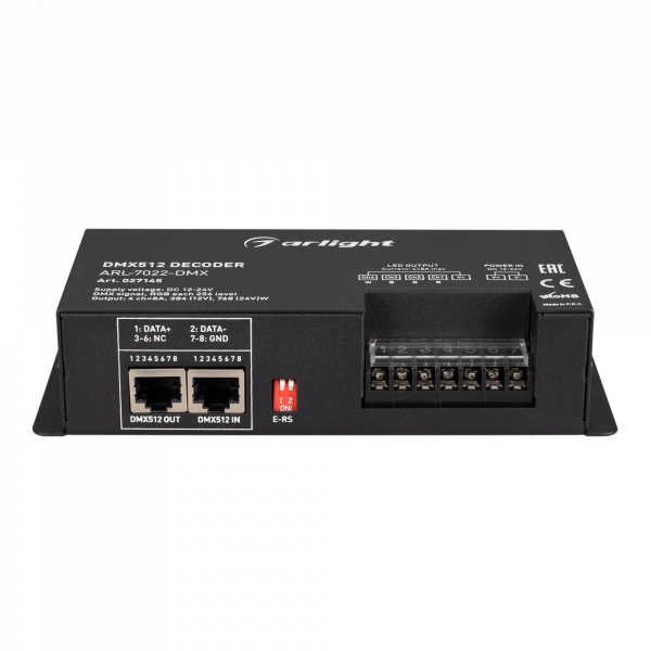 Декодер ARL-7022-DMX 12-24V, 4x8 A, DMX512, XLR3 ARL, IP20, металл, 2 года