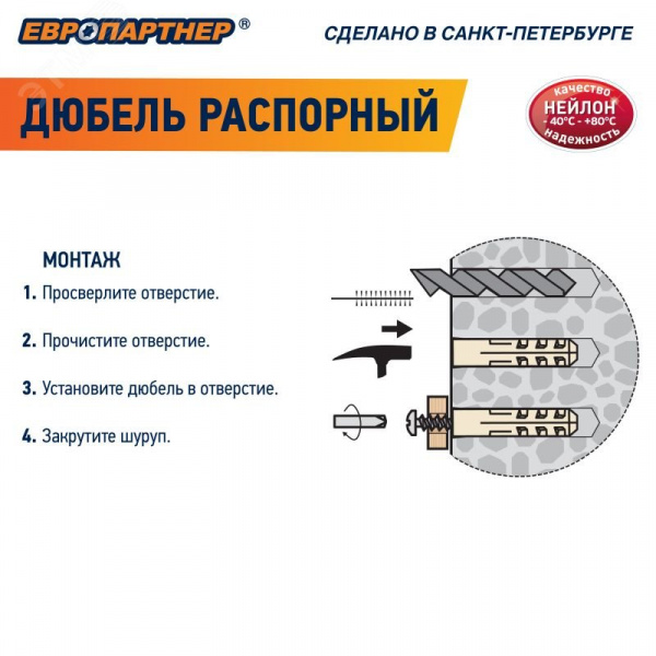 Дюбель распорный 4х20 нейлон (100 шт)