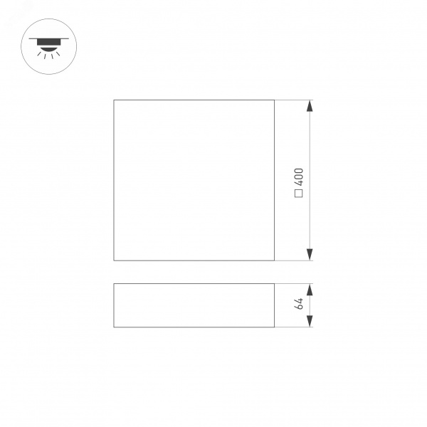 Светильник IM-QUADRO-EMERGENCY-3H-S400x400-44W Day4000 WH, 120 deg, 230V, IP40 металл, 2 года