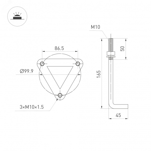 Светильник LGD-CASTELLO-BOLL-H1200-20W Warm3500-MIX (GR, 80 deg, 230 В) (IP65 Металл, 5 лет)