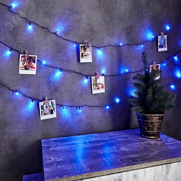 Гирлянда Твинкл Лайт 6 м, темно-зеленый ПВХ, 40 LED, Синий